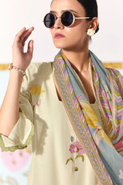 Premium Mal Chanderi Embroidered Straight Cut Salwar Kameez